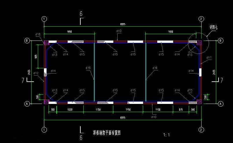 箱房頂框鋼架平面布置設計圖
